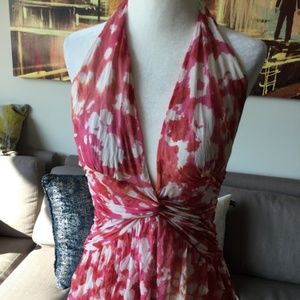 Diane Von Furstenberg Mesh Ruched Halter Top Sz S